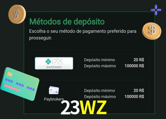O cassino 23WZ oferece uma grande variedade de métodos de pagamento